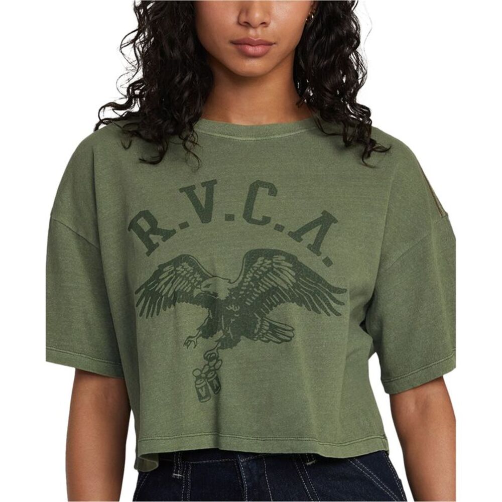 RVCA Womens Juniors Cropped R.V.C.A Graphic T-Shirt, NWT